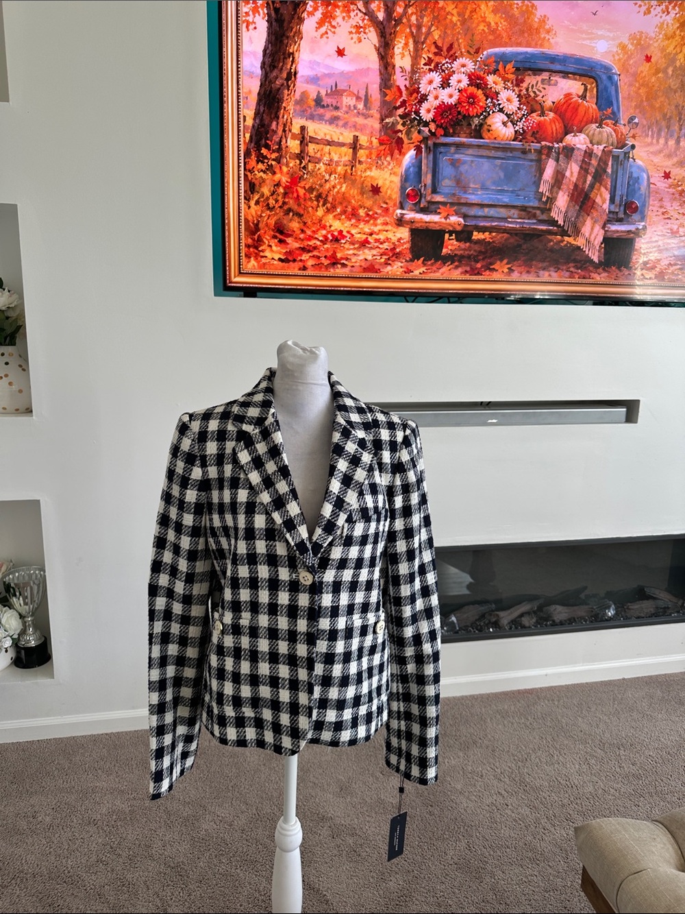 Tommy Hilfiger Black & White Checked Tailored Blazer